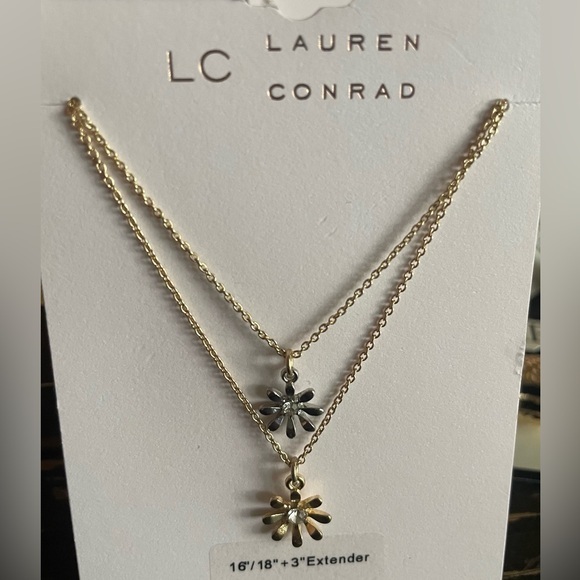 LC Lauren Conrad Jewelry - Gold and Silver Flower Pendant Necklace Set, necklace For Women, necklace